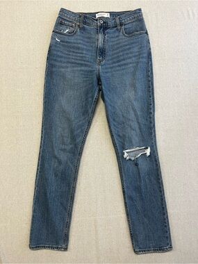 Abercrombie 90s Slim Straight Jeans 29 Ultra High Rise Distressed